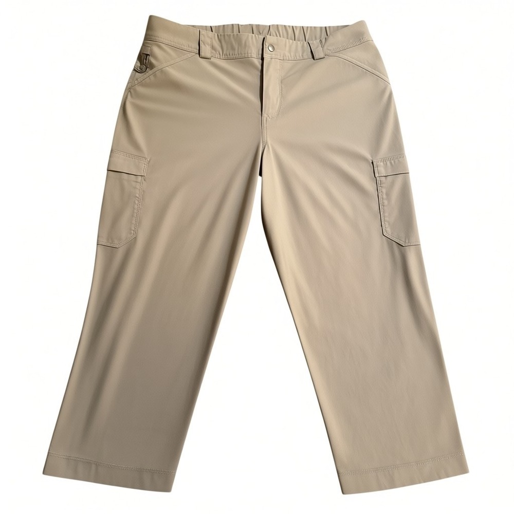 Duluth Trading Co Womens 14 Tan Dry on the Fly Cargo Hiking Pants Crop Khaki